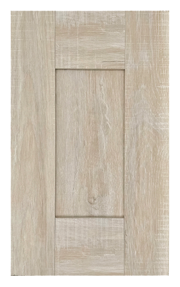 Light wood cabinet door with a simple recessed panel design.